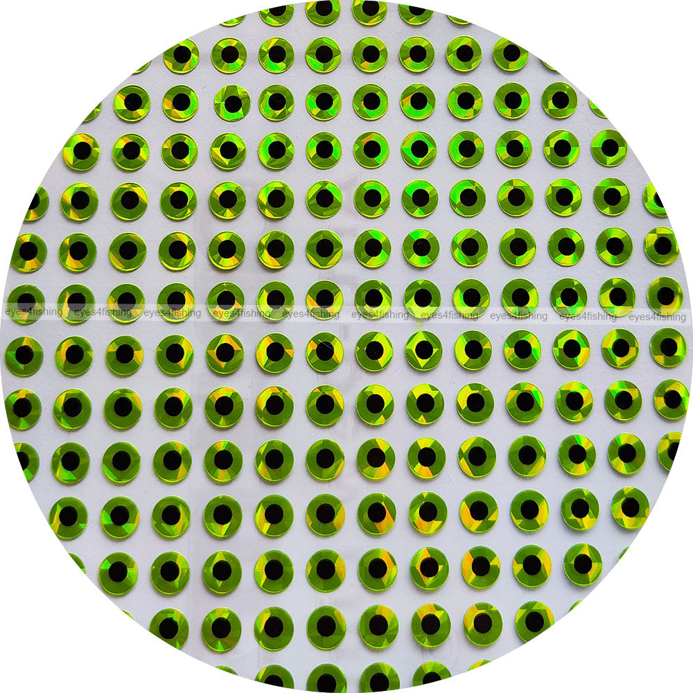 Flat Chartreuse / 600pcs 2D Holographic Fish Eyes, Fly Tying, Jig, Lure Making, 3mm 4mm 5mm 6mm 8mm