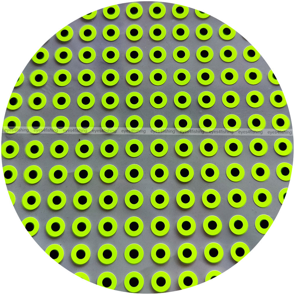 Flat Fluorescent Lime / 600pcs 2D Fish Eyes, Fly Tying, Jig, Lure Making, Fishing, Craft, 2mm 2.5mm 3mm 4mm 5mm 6mm