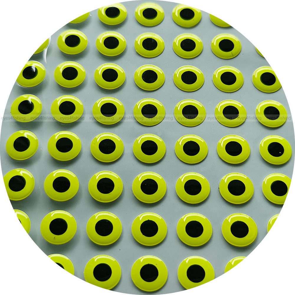3D Fluorescent Lime (>=10mm) / Soft Molded Domed Fish Eyes, Fly Tying, Jig, Lure Making, 10mm 12mm 15mm