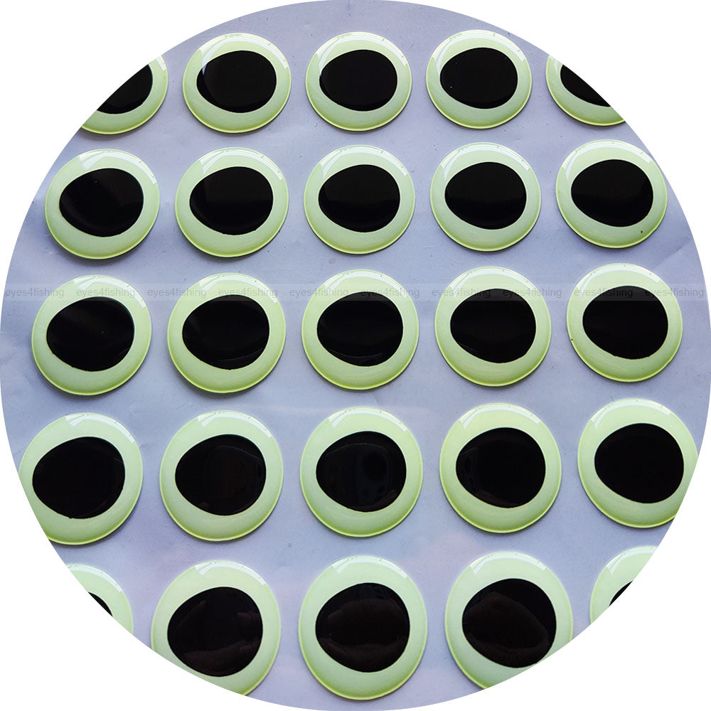 3D Glow.In.Dark_o.p. (>=10mm) / Soft Molded 3D Fish Eyes, Fly Tying, Jig, Lure Making, 10mm 12mm 20mm 25mm 30mm glow in dark oval pupil