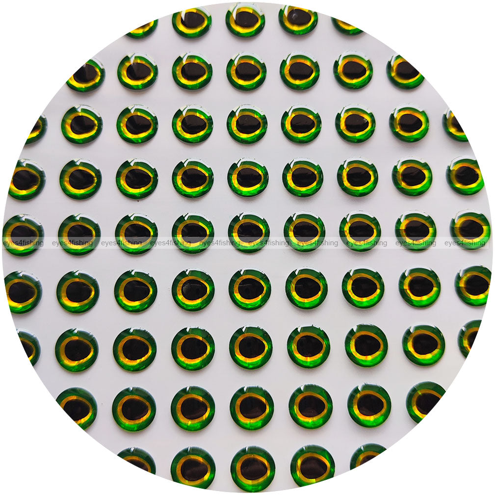 3D Green.Gold / 600pcs 3D Holographic Fish Eyes, Fly Tying, Jig, Lure Making, 3mm 4mm 5mm 6mm 7mm 8mm 9mm green gold