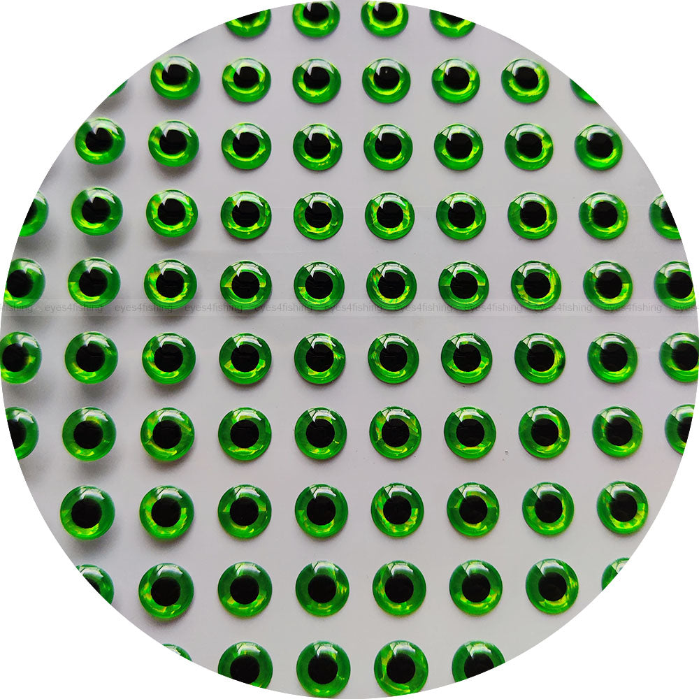 3D Green / 600pcs Soft Molded Holographic Fish Eyes, Fly Tying, Jig, Lure Making, 4mm 7mm 9mm