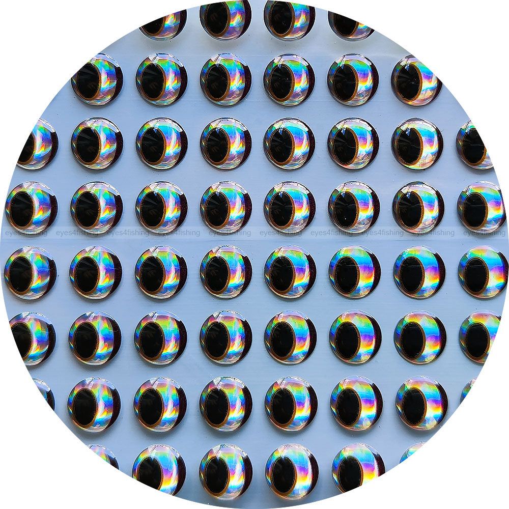 3D Silver_eyebrow / 600 Soft Molded Holographic Fish Eyes, Fly Tying, Jig, Lure Making, 5mm 6mm 7mm 8mm silver with eyesbrow