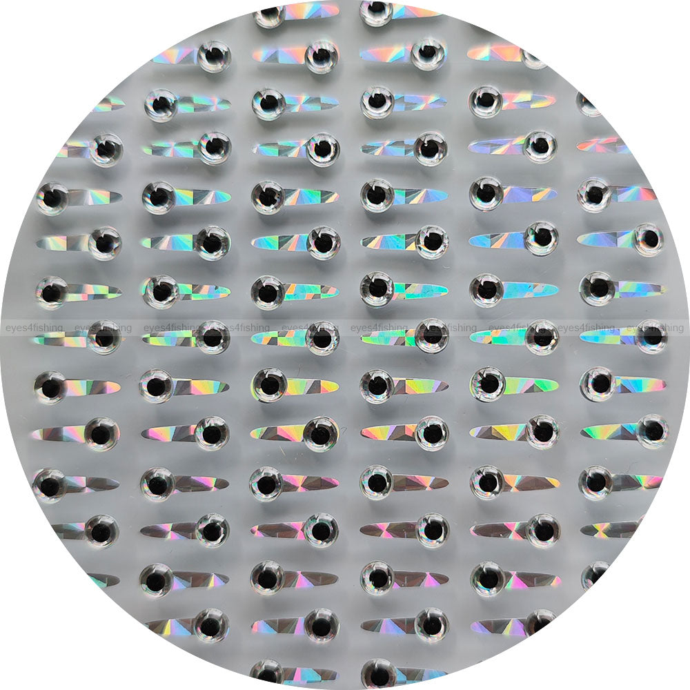 4mm 3D Tab Silver / 300 Soft Molded Holographic 3D Fish Eyes, Fly Tying, Jig, Lure, Craft