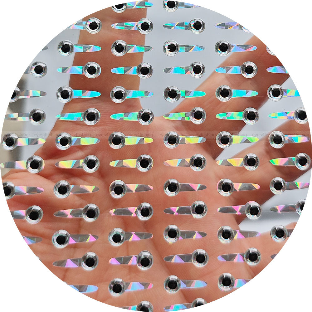 5mm 3D Tab Silver / 250 Soft Molded Holographic 3D Fish Eyes, Fly Tying, Jig, Lure, Craft