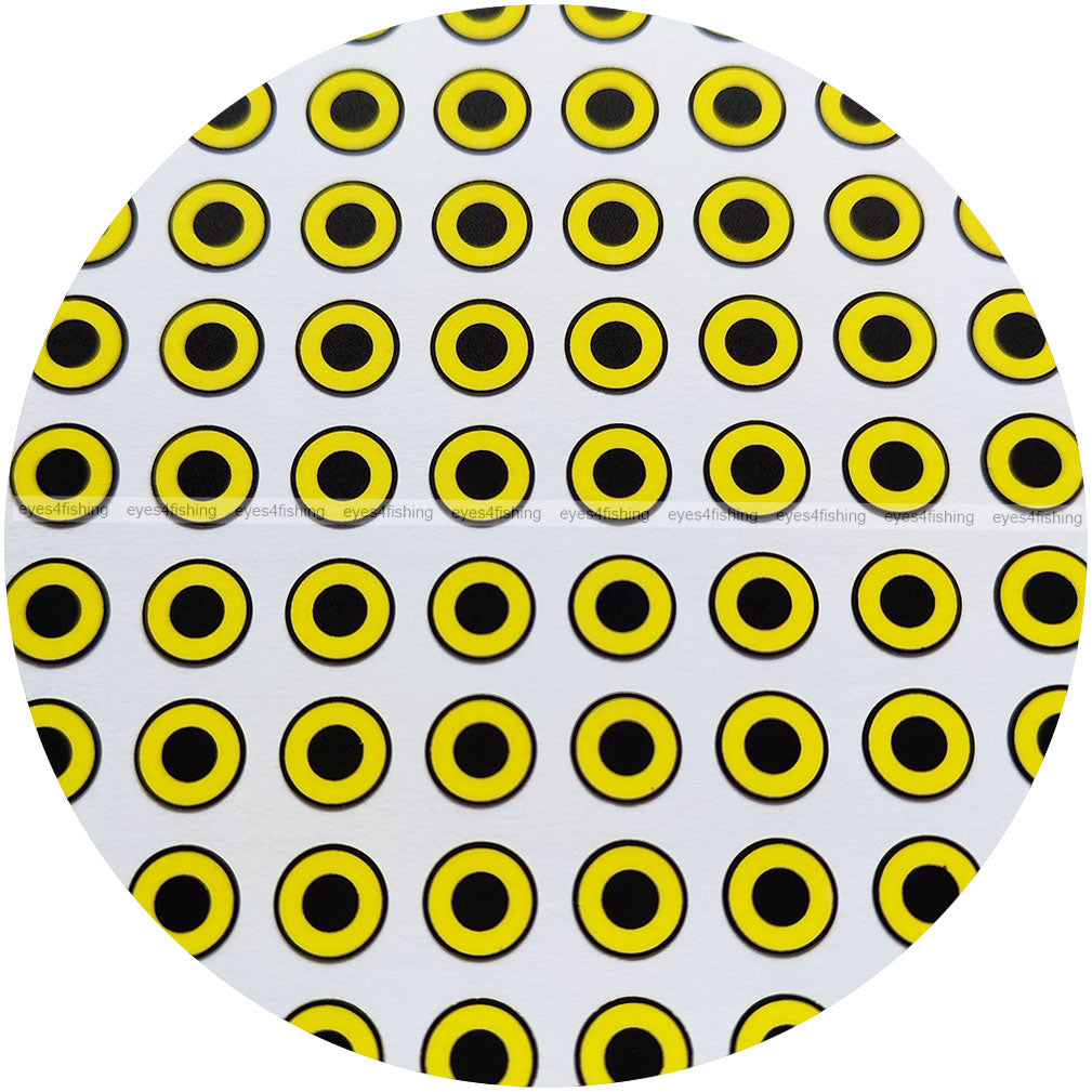 Flat Black.Circle.Yellow / 600pcs 2D Fish Eyes, Fly Tying, Jig, Lure Making, Fishing, Craft, black circle yellow, 3mm 4mm 5mm 6mm 7mm 8mm