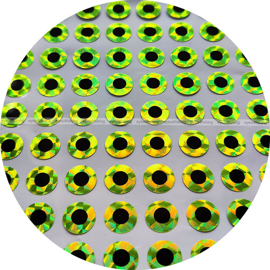 Flat Chartreuse (>=10mm) / 2D Holographic Fish Eyes, Fly Tying, Jig, Lure Making, 10mm 12mm