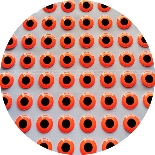 3D Fluorescent Orange (>=10mm) / Soft Molded 3D Fish Eyes, Fly Tying, Jig, Lure Making, 10mm 12mm 14mm