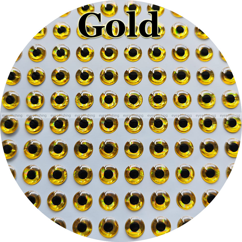 3D Gold (2mm - 9mm) / 1000pcs Soft Molded 3D Holographic Fish Eyes, Fly Tying, Jig, Lure Making, 2mm 2.5mm 3mm 3.5mm 4mm 4.5mm 5mm 5.5mm 6mm 6.5mm 7mm 7.5mm 8mm 9mm