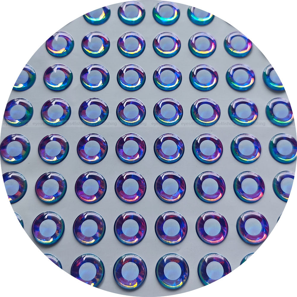 3D Iridescent #4 (white pupil) (>=10mm) / Soft Molded Holographic Fish Eyes, Fly Tying, Jig, Lure Making, 10mm 12mm