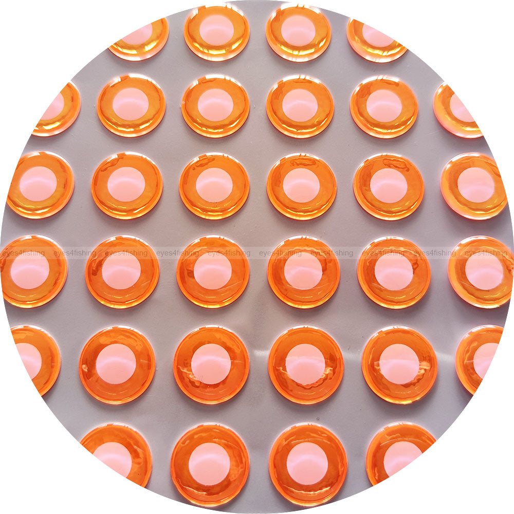 3D Fluorescent Neon.Orange_w.p. (>=10mm) / Soft Molded Domed Fish Eyes, Fly Tying, Jig, Lure Making, 10mm 12mm 15mm neon orange white pupil