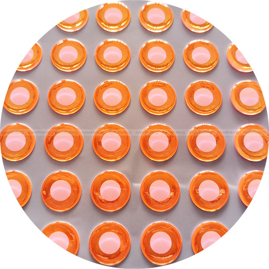 3D Fluorescent Neon.Orange_w.p. (>=10mm) / Soft Molded Domed Fish Eyes, Fly Tying, Jig, Lure Making, 10mm 12mm 15mm neon orange white pupil