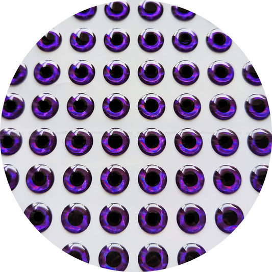 3D Purple (>=10mm) / Soft Molded Holographic Fish Eyes, Fly Tying, Jig Lure Making, Craft, 10mm 12mm