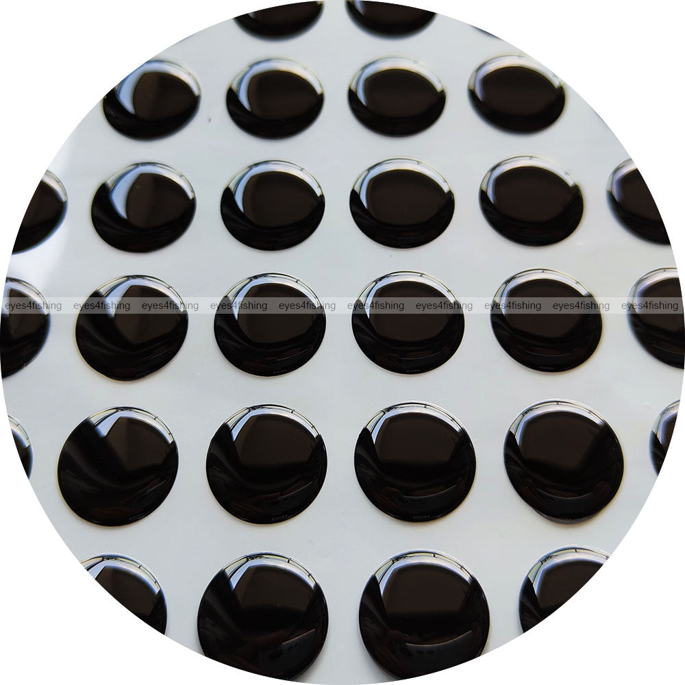 3D Solid.Black (>=10mm) / Domed Fish Eyes, Fly Tying, Jig, Lure Making, 10mm 12mm 14mm 15mm