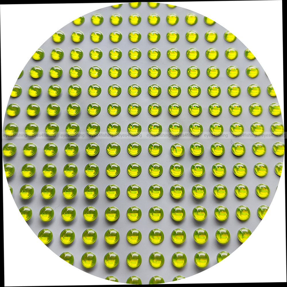 4mm 3D Solid Chartreuse / 800 Soft Molded Holographic 3D Fish Eyes, Fly Tying, Jig, Lure Making