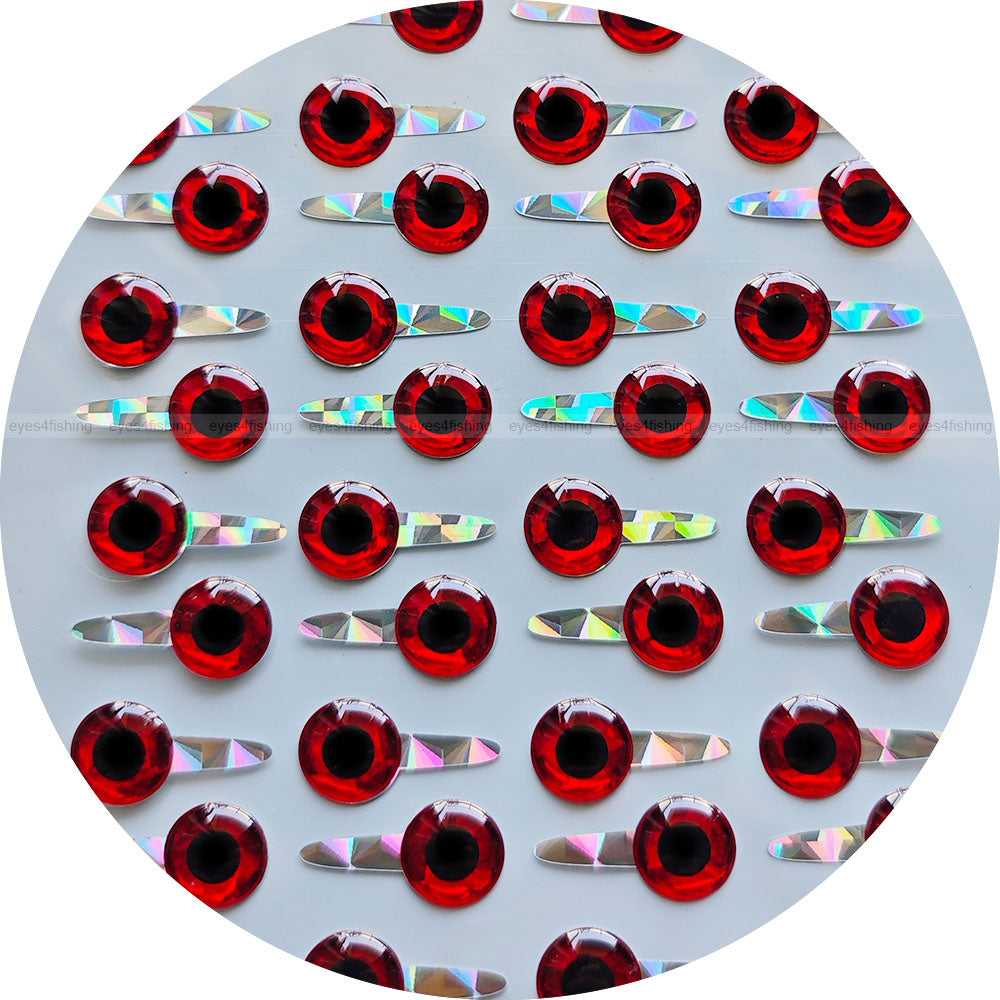 10mm 3D Tab Red / 160 Soft Molded Holographic 3D Fish Eyes, Fly Tying, Jig, Lure, Craft