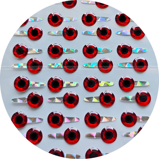 10mm 3D Tab Red / 160 Soft Molded Holographic 3D Fish Eyes, Fly Tying, Jig, Lure, Craft