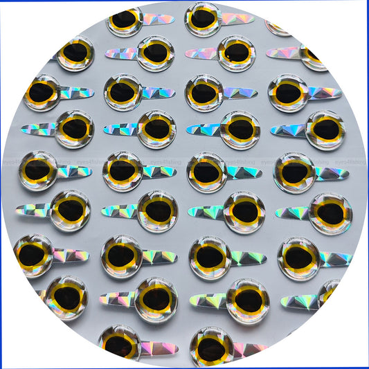 12mm 3D Tab Silver.Gold / 150 Soft Molded Holographic 3D Fish Eyes, Fly Tying, Jig, Lure, Craft, silver gold